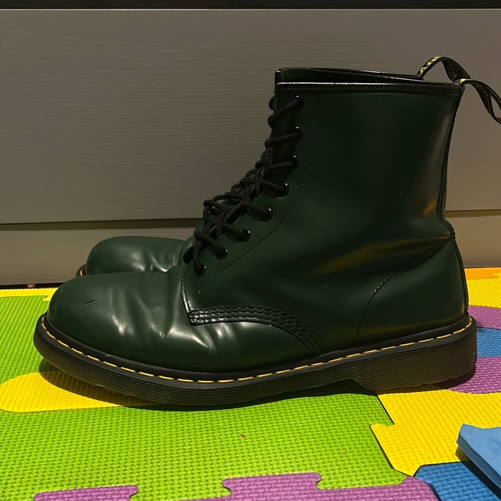 Dr. Doc Martens Green 1460 Smooth Leather Lace Up Boots Size 12M